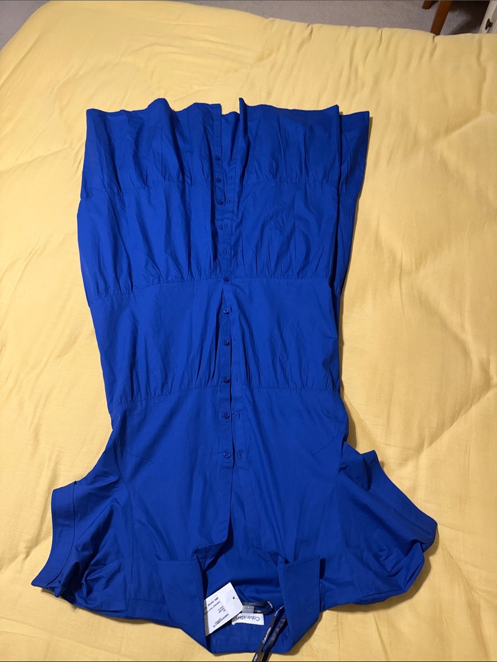 Calvin Klein Sleeveless Royal Blue Maxi Dress with Button Front